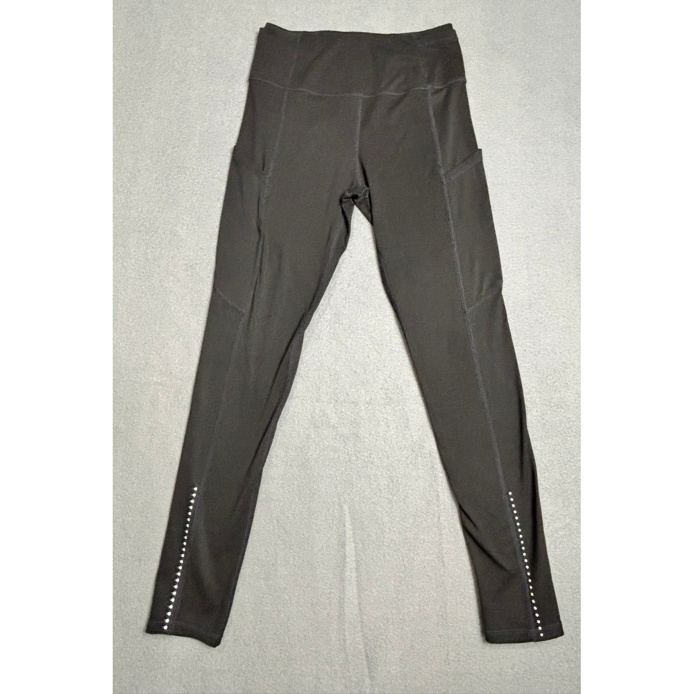 Lululemon Speed Up Tights Kids 4 Black Reflective Running Leggings Pockets Yoga